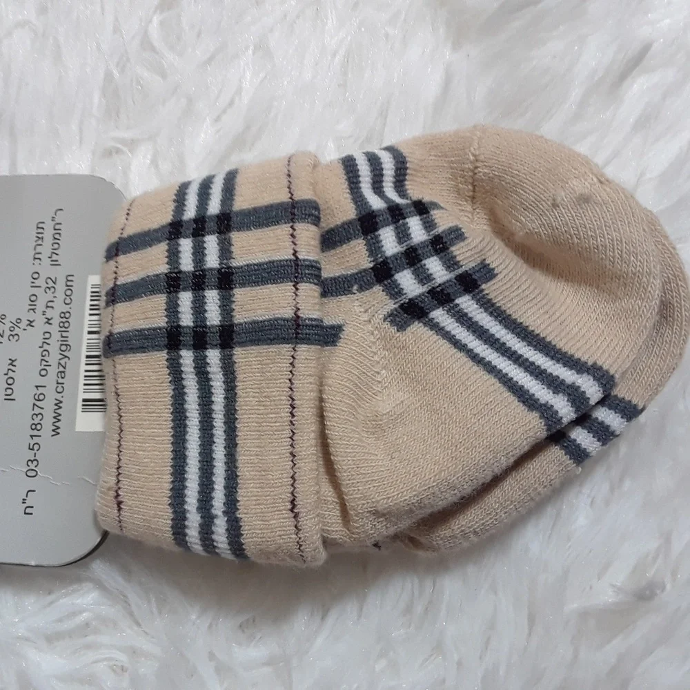 🛍C & G Plaid Print Baby Socks- Size 6-12 Months